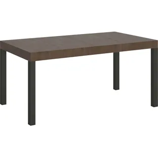 Ausziehbarer Tisch 90 x 140/244 cm, Gestell Everyday Premium Walnuss-Anthrazit - Braun, Grau