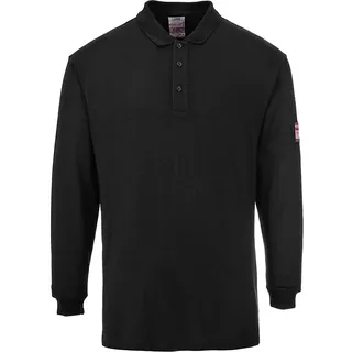 PORTWEST Flammhemmendes, antistatisches Langarm Poloshirt, Größe: XL, Farbe: Schwarz, FR10BKRXL