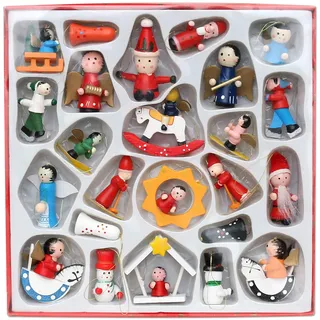 Dekohelden24 ***Wunderschöner Holz Baumbehang als 24er Set, ca. 3-6 cm