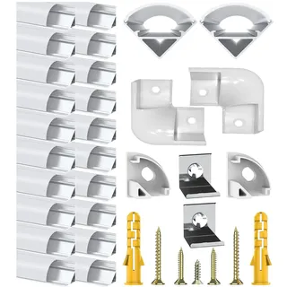 Chesbung 20Pcs LED Aluminium Profil 1m für Led Streifen, V Form LED Profil Indirekte Beleuchtung Decke mit Abdeckung, LED-Kanäle und Diffusoren Leiste mit Endkappen, Montageclip und 45 Grad-Anschlüsse