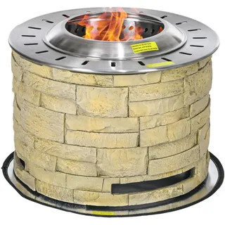 Outsunny Feuerschale,, gelb Metall, 52x39x52 cm Freizeit, Campingzubehör, Feuerschalen