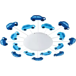 Eglo Kinderdeckenleuchte , Blau, Weiß , Metall, Glas , rund , 8 cm , Lampen & Leuchten, Innenbeleuchtung, Kinderzimmerlampen, Kinderdeckenleuchten