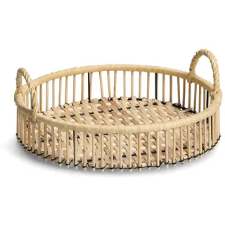Zeller Present Tablett, Dekotablett Rattan, Metall/Rattan, ca. Ø 32 cm, Dekoration