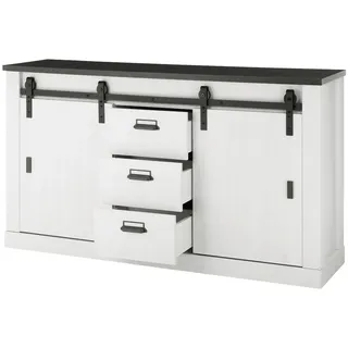 furn.design Kombikommode Stove (Büro Kommode in Pinie weiß Landhaus, 162 x 91 cm), Soft-Close weiß