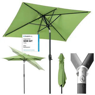 Sekey Aluminum Sonnenschirm 210 × 140 cm Sonnenschirm Balkon Sonnenschirm Rechteckig für Balkon Garten & Terrasse Sonnenschutz UV 50+
