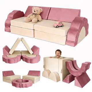 Relaxdays Kindersessel 10-tlg. 150 x 47 x 65 cm Kunststoff Textil pink/rosa