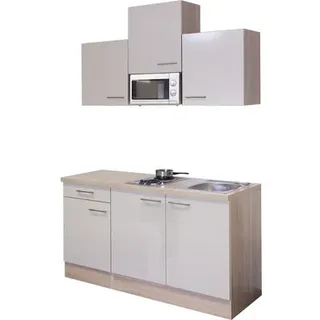 Flex-Well FlexWell Exclusiv Singleküche Orlando 150 cm breit Kaschmir Glanz-Sonoma Eiche