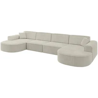 altdecor Wohnlandschaft Hellgrau, Textil, 6-Sitzer, U-Form 388x79x171 cm, Wohnzimmer, Sofas - Couches, Wohnlandschaften, Wohnlandschaften in U-Form