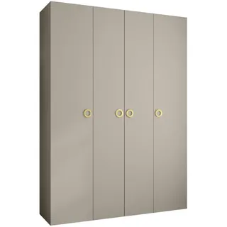 Abiks Möbel Drehtürenschrank 245,5/180/50 4-türig , Kaschmir, Goldfarben , Holz , Nachbildung , 180x245.5x50 cm , Schlafzimmer, Kleiderschränke, Drehtürenschränke