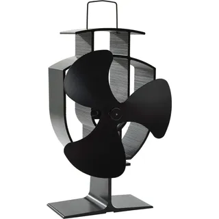 vidaXL Ofenventilator Wärmebetrieben 3 Blätter Schwarz