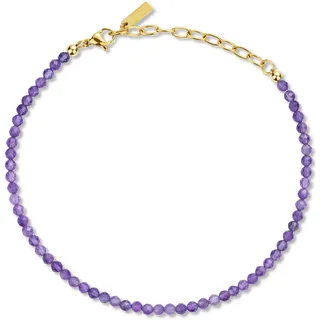 COAI Gold Fußkette aus 4 mm facettiertem Amethyst Perlen für Damen Frauen
