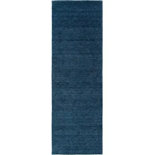 benuta Nest Wollteppich Jamal Blau 80x300 cm , Textil , Rechteckig , 80x300 cm , Gots , pflegeleicht , Teppiche und Böden, Teppiche, Schafwollteppiche