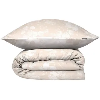SCHIESSER Mona Floral Baumwollsatin Greige 135 x 200 cm + 80 x 80 cm