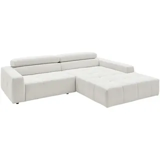 KAWOLA Ecksofa Cord 4-Sitzer Weiß