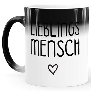 MoonWorks® Zaubertasse Farbwechsel-Tasse Aufdruck Lieblingsmensch besondere Geschenke Freundschaft Partner Freundin/Freund weiß Magic-Tasse