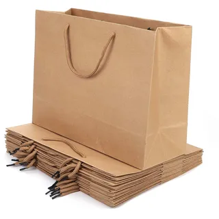 Geschenktüten Kraftpapier Papiertüten mit Henkel 10 Stück Geschenktasche Party Gastgeschenke Einfarbig Mitgebsel Tüten für Geburtstag Hochzeit Weihnachten Halloween Oktoberfest Valentinstag