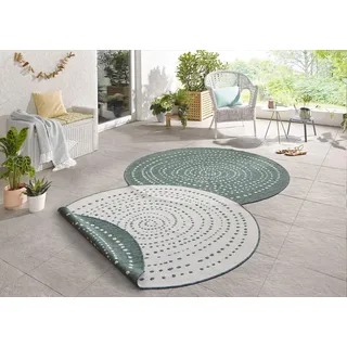 HANSE HOME Bali Wendeteppich Ø 140 cm Grün/Weiß