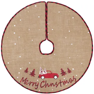 Weihnachtsbaum Decke Mit Auto Bedruckter, 76cm Weihnachtsbaumdecke Rund | Jute Weihnachtsbaum Rock, Weihnachtsbaumdecke Rund für Urlaub Boden Weihnachtsbaum Deko