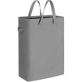 Chrislley Slim Faltbarer Wäschesack Kleiner Schmaler Wäschekorb mit Griff - 45L Grau