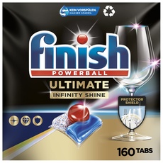Finish Spülmaschinenset für sauberes und strahlendes Geschirr – Mit Finish Ultimate Infinity Shine Gigapack (1 x 160 Tabs) und Finish Klarspüler (1 x 800 ml)