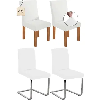 Dmyifan Stretch Stuhlhussen Schwingstühle, Abnehmbarer Waschbarer Stuhlbezüge, Chair Cover für Esszimmer, Hotel, Bankett, Partys Deko, Hochzeit (4, Weiß)