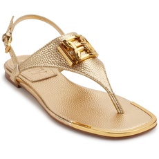 DKNY Damen Raylan Flat Leather Sandal, Gold, 36 EU