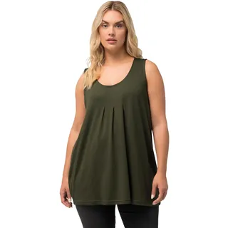 Ulla Popken Damen große Größen Übergrößen Plus Size Top, Zierfalten, A-Linie, Rundhals, ärmellos, Modal Fuchsia pink 46+ 796470815-46+