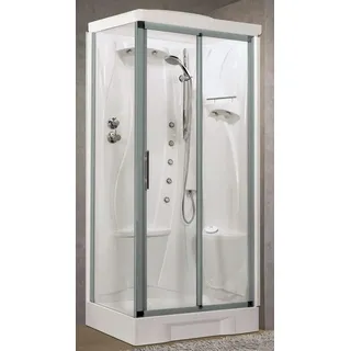 Novellini Neu Holiday 2P+F Hammam 100x70cm Rechts Mechanisch Klar Silber Sauna