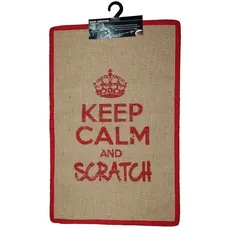 Wouapy Kratzmatte für Katzen – rechteckiger Sisalteppich – Kratzteppich – Design & Trend – Schriftzug „Keep Calm and Scratch“ – praktisch & rutschfest – Rot