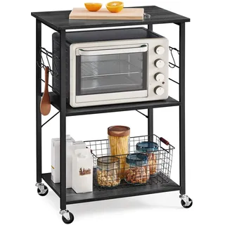 VASAGLE Beistellwagen Küchenregal auf Rollen 40 x 60 x 89 cm Schwarz