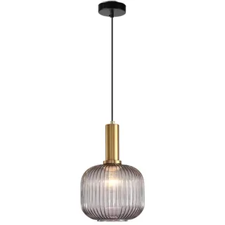 MZStech Moderner Kronleuchter, graues Glas Pendelleuchte mit goldener Kupfer Pendelleuchte Hängelampe