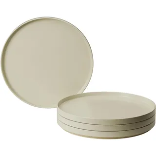 MIAMIO – Teller Set 4er / Keramik Geschirr Set für 4 Personen, Steingut Tafelservice beige matt, Spülmaschinen- und Mikrowellenfest – Sierra Kollektion (Hell, Kleine Teller (4x))