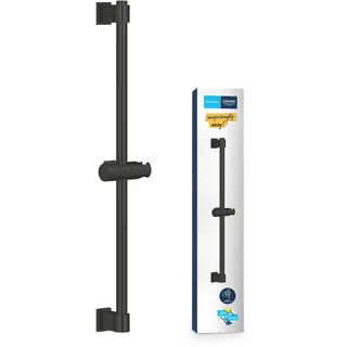 Grohe Vitalio, Duschstange 60cm ohne Bohren (oberes Befestigungselement verstellbar, mit Gleiter & Gelenkstück, zum Kleben oder Bohren, inkl. Schrauben & Dübel, ohne Kleber), schwarz, 277242431