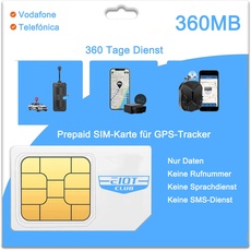 EIOTCLUB Prepaid SIM Karte ohne Vertrag, 360Tage Service für GPS-Tracker, Kompatibel mit Vodafone & Telefónica Netz, Nur Daten, kein Anruf- oder SMS-Dienst
