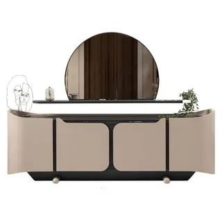 Sideboard Anrichte Kommode mit Spiegel Schrank Holz Beige Modern Set - Beige