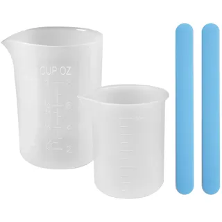2 Stück Silikon Messbecher Gießpulver, 100ml/250ml Silikonbecher zum Gießen, Silikon Messbecher Epoxidharz, Silikonbecher zum Gießen Keraflott für Epoxidharz, Gießformen, Wachsen, Leicht zu Reinigen