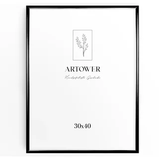 Artower® Bilderrahmen Schwarz Metall Dünner Rahmen für 30 x 40 cm | Posterrahmen Groß Collage | Picture Frame Metal 30x40 cm | Aluminium Schmal Bilderrahmen | Black Poster Rahmen