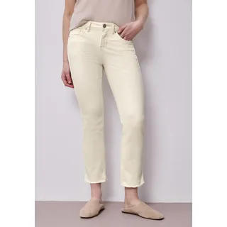 STREET ONE Straight Leg Jeans mit fransigem Saum ecru soft washed, 31,