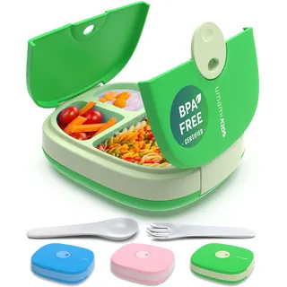 Umami Bento Box Kinder, 3 Fächern, Besteck, auslaufsicher, 3 bis 9 Jahre