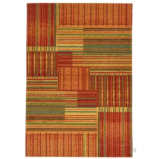 Tom Tailor HOME Teppich »Stripy Pat« rechteckig 5 mm Höhe Flachgewebe, modernes Patchworkdesign, gestreift, Chenille, Wohnzimmer, orange