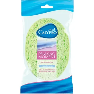 Calypso Relaxing Moment, biologisch abbaubarer Körperschwamm aus Zellulose, 1 Stück, Farbe nicht frei wählbar, Farbig Sortiert (Gelb, Pink, Grün Oder Blau) (Packung mit 5)