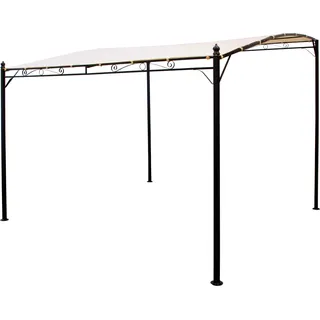DEGAMO Pavillon Terrassenpavillon Anbaupavillon MANTOVA-XL 3 x 3 Meter, Gestell Stahl schwarz, Plane wasserdicht beschichtet ecru - Beige, Schwarz