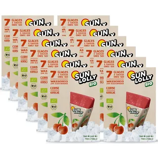 Sun Lolly Bio Wassereis Kirsche 12er Vorratspack | Mit Fruchtsaft | Zum Selbsteinfrieren | Ohne künstliche Aromen | Frei von Süßungsmittel | Laktosefrei | Glutenfrei | Vegan | 12 x 420ml