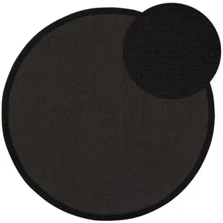benuta Nest Sisalteppich Sana Schwarz ø 250 cm rund , Textil , Beton Optik , Rund , 250x250 cm , Gots , für Fußbodenheizung geeignet , Teppiche und Böden, Teppiche