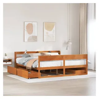 vidaXL Massivholzbett ohne Matratze Wachsbraun 180x200 Kiefernholz - Braun