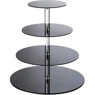 Ulifeme Cupcake Ständer, Tortenständer 4 Etagen Acryl für Hochzeit, Party, Geburtstag, Baby Duschen & Kuchen Dessert, Torten Etagere 4-stöckig - 4mm Dicke Acryl, Schwarz 6''/8''/10''/12'' Durchmesser