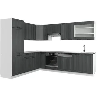 Vicco Winkelküche Fame-Line L-Form 227 x 287 cm Anthrazit Landhaus/Weiß