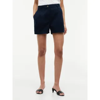 Shorts TOMMY HILFIGER "COTTON CHINO FLARE SHORTS", Damen, Gr. 46, N-Gr, schwarz night navy, Web, Obermaterial: 100% Baumwolle. Futter: 100% Baumwolle, unifarben, regular fit kurz, Hosen Shorts, Baumwolle, in ausgestellter Form