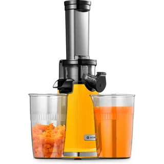 AOBOSI Entsafter,Mini slow juicer mit Rückwärts-Kau-Funktion-saftpresse elektrisch mit Bürste und 2 Tassen- Multifunktions obstpresse-elektrische Fruchtpresse (Orange, 45MM)