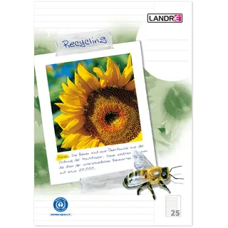 Landré Heft Recycling A4, Lineatur 25, Liniert mit weißem Rand, 1 Stück